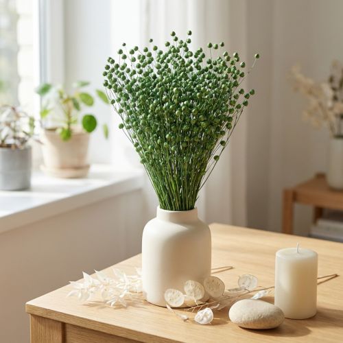 Kuivattu pellavansiemen, vihreä, 50-55cm, koristeellinen tee-se-itse | Floristik24.fi