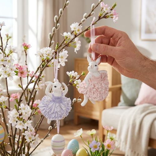 Ballerinapupuriipukset, pääsiäisoksien tai joulukuusen koristeeksi, 12 cm, 2 kpl | Floristik24.fi