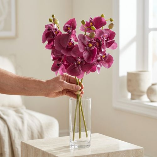 Keinotekoiset orkideat violetit tekokukat kuin oikeat 56cm 3 kpl | Floristik24.fi
