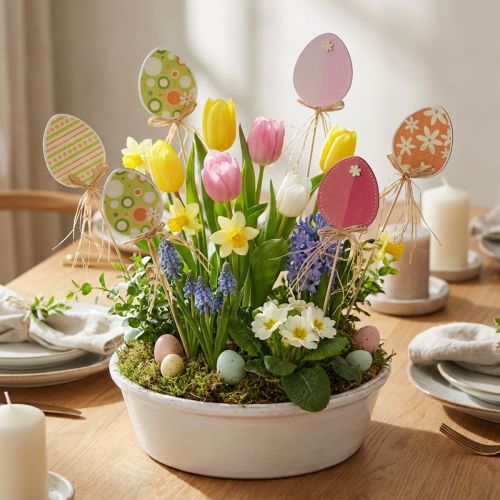 kohteita Pääsiäismunakoristelu, kukkatulppa pääsiäispuu, pääsiäistulppa 31,5cm 12kpl