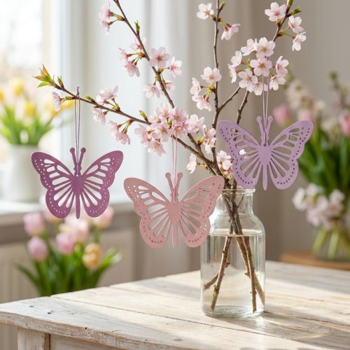 Deco perhoset deco ripustin violetti/pinkki/pinkki 12cm 12kpl | Floristik24.fi
