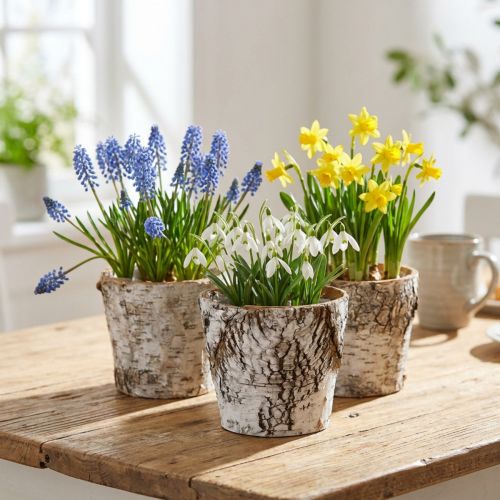 Koivuruukku pieni istutuskone koivu valkoinen Ø10cm K8,5cm 6 kpl | Floristik24.fi