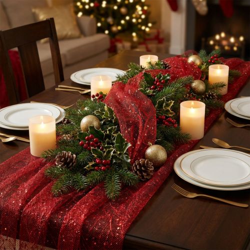 Christmas Deco Kangas polyesteri punainen x 2 lajitelma 35x200cm | Floristik24.fi