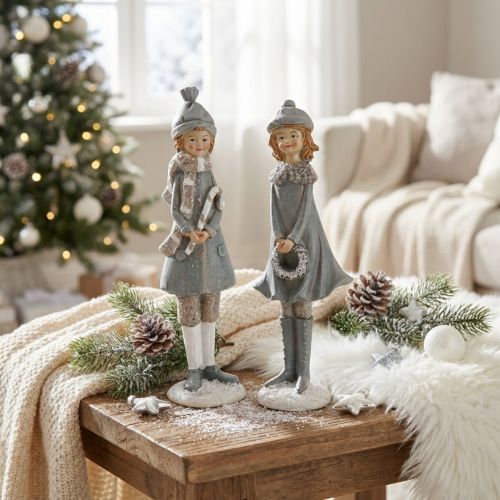 Deco figuurit talvi lasten figuurit tytöt H19cm 2kpl | Floristik24.fi