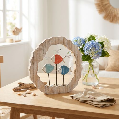 Pöytäkoristelu kalapuuta paikkaan sininen, punainen merikoristeet Ø28cm | Floristik24.fi