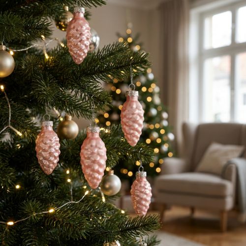 Joulukartio lasi Pinkki lasikartio Joulu 6,5cm 10p | Floristik24.fi