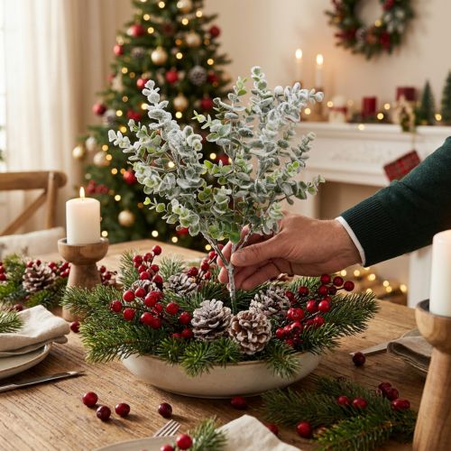 Keinotekoinen eukalyptuksen oksa luminen deco-oksa eukalyptuksen joulu 48cm | Floristik24.fi