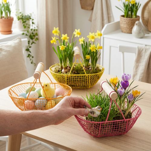 Lankakori puisella kahvalla. Kätevä muotoilu. Ihanteellinen kevätkoristeisiin, kotiin ja toimistoon. 17 cm, 6 kpl. | Floristik24.fi
