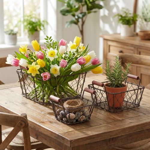 Lankakori, istutuslaatikko, metalli/puu, 16/14/11,5 cm, 3 kpl. | Floristik24.fi