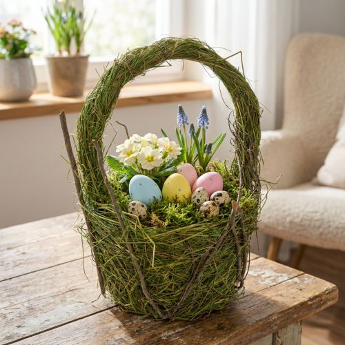 Pääsiäiskori, luonnonkuosinen, käsintehty kori juhlavaan kodin sisustukseen, 25 cm | Floristik24.fi