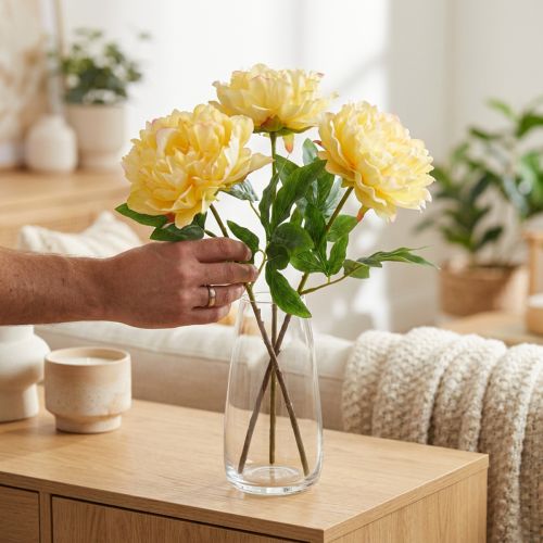 Keinotekoinen pioni runsaskukilla ajattomaan kukka-asetelmaan, 60 cm, 3 kpl | Floristik24.fi