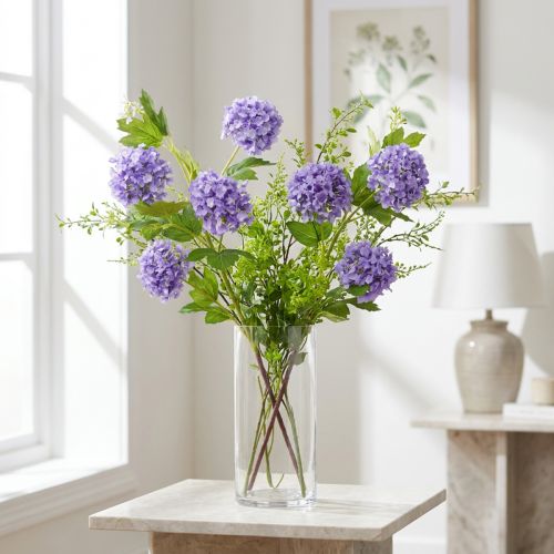 Lumipallo tekokukat violetti kukka 5 sateenvarjoa L78cm 2kpl | Floristik24.fi