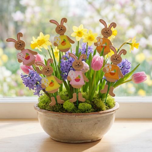 Pääsiäistulppa kanit munalla 12cm L29cm 15 kpl | Floristik24.fi