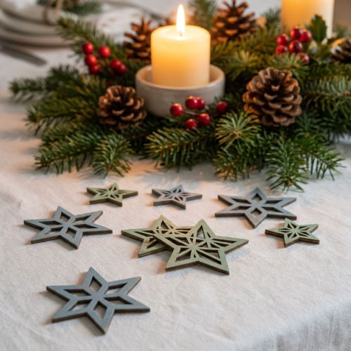 Deco Tähdet Puu Sininen, Vihreä Puu Tähdet Joulu 4cm Mix 36kpl | Floristik24.fi