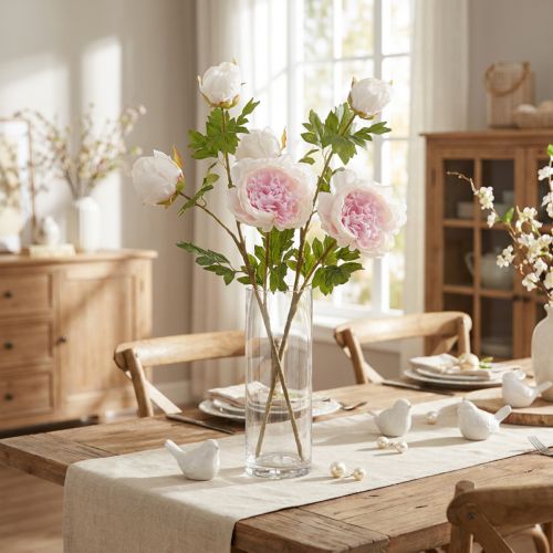 Koriste Pionit Pinkki 3 Kukkaa Pitkä Varsi L80cm 2kpl | Floristik24.fi