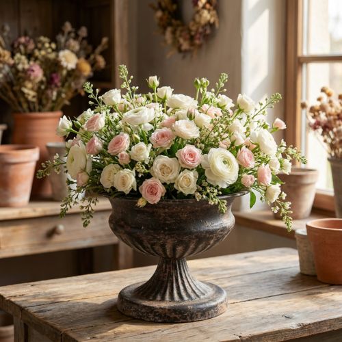 Plant Cup Chalice Antique Look Musta Ruskea Ø20cm K15cm | Floristik24.fi