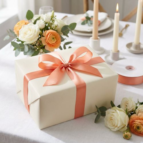 Lahja- ja koristenauha 8mm x 50m Aprikoosi | Floristik24.fi