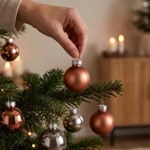 Mini joulupallot hopea aprikoosi lasi Ø3cm 22 kpl | Floristik24.fi