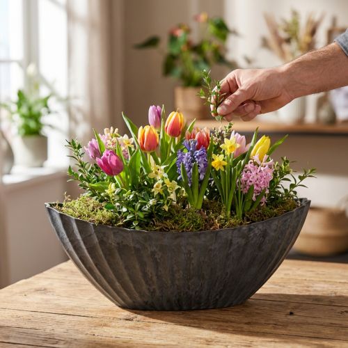 Kukkakulho uritettu soikea