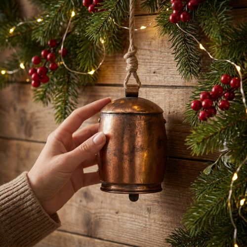 Deco ripustin deco bell metalli kupari vintage Ø13,5cm 49cm | Floristik24.fi
