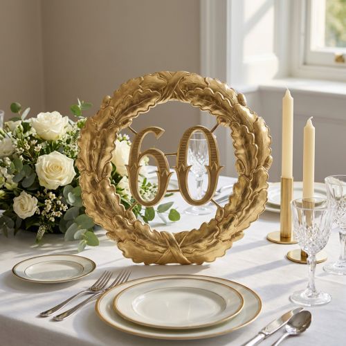 Juhlapäivänumero 60 kultaa Ø40cm | Floristik24.fi