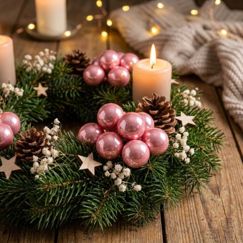Mini joulupallot langalla Ø20mm lasi pinkki 140p | Floristik24.fi