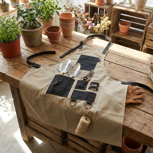 Puutarhatyökalukassi esiliina puutarhaesiliina khaki 83×85cm | Floristik24.fi