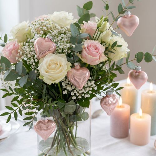 Mini lasisydämet pinkki 4cm 12 kpl | Floristik24.fi