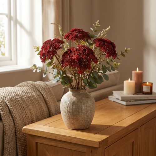 Siankärsämö-tekokukat punainen Achillea keinotekoinen K30cm 6 kpl | Floristik24.fi