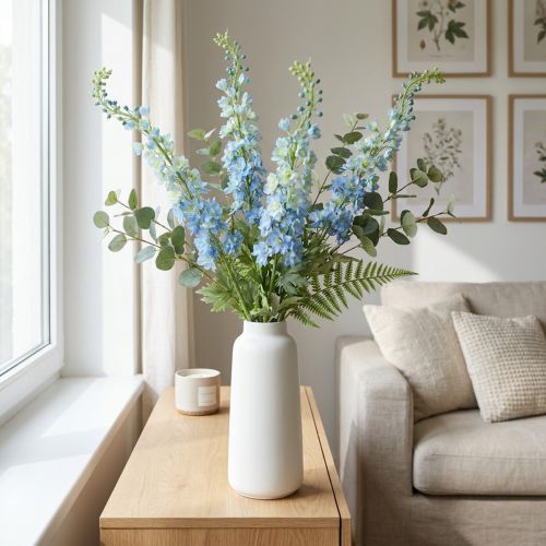 Keinotekoinen Larkspur Blue tekokukka Delphinium 130cm | Floristik24.fi