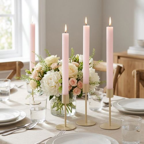 kohteita Kartiokynttilät vaaleanpunaiset yksiväriset kynttilät pinkki 34x240mm 4 kpl
