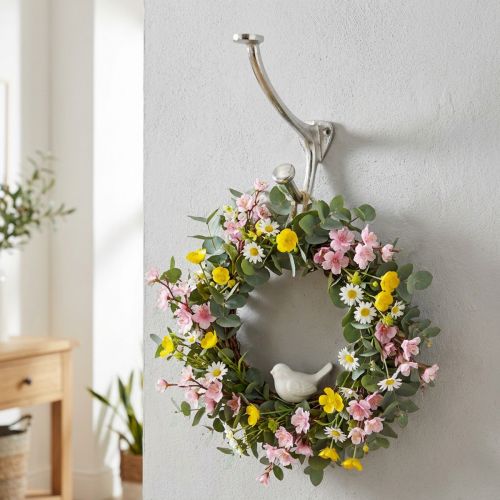 Seinäkoukku vintage look hopea metalli koristekoukku H22cm | Floristik24.fi