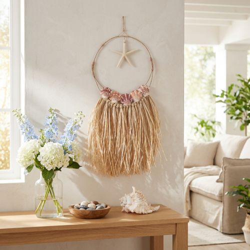 Merellinen seinäkoristelu aidoilla meritähtillä Ø26,5cm K65cm | Floristik24.fi