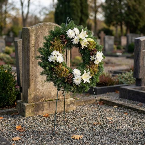 Tummanvihreä seppeleteline – pienemmille, jopa 50 cm halkaisijaltaan oleville seppeleille | Floristik24.fi