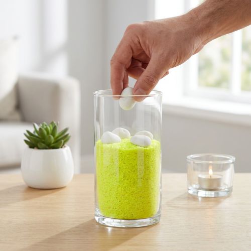 Koristehiekkaa keltainen neonvärinen hiekka 0,5 mm neonkeltainen hiekka 1 kg | Floristik24.fi