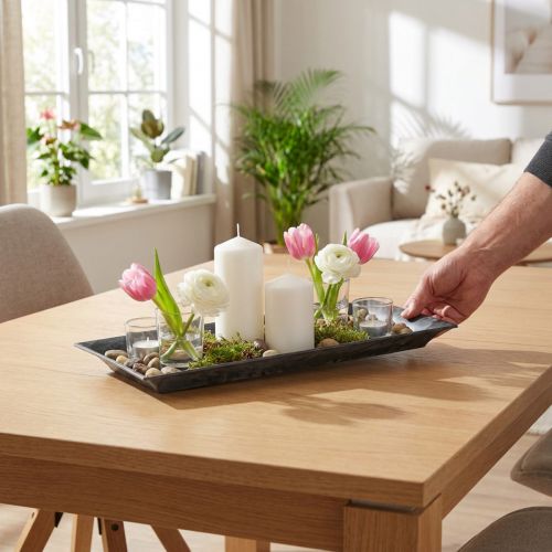 Koristeellinen tarjotin marmoroitu antrasiitti 36x17cm 6kpl | Floristik24.fi