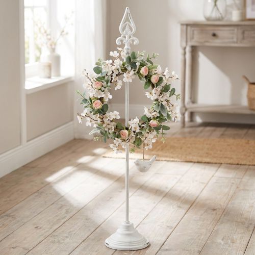 Seppeleteline Shabby Chic Valkoinen Seppeleteline Metalli 4 Koukkua K76cm | Floristik24.fi