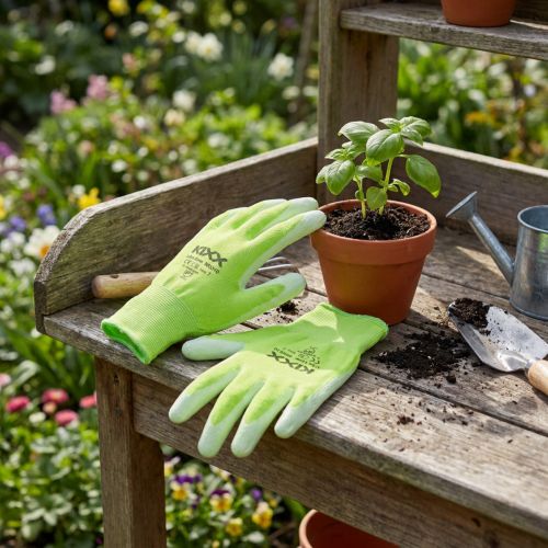 Kixx nylon puutarhahanskat koko 8 vaaleanvihreä, lime | Floristik24.fi