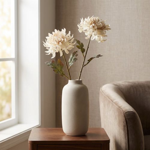 Chrysanthemum Keinotekoiset koristekukat Cream L72cm 2kpl | Floristik24.fi