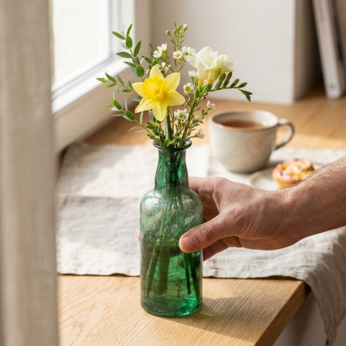 Minimaljakko lasipullo maljakko kukkamaljakko vihreä Ø6cm K17cm | Floristik24.fi
