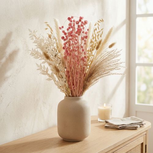 Mansikanohdakkeen kuivakukat, antiikkiruusu, 50cm, 100g, koristeelliset tekokukat | Floristik24.fi