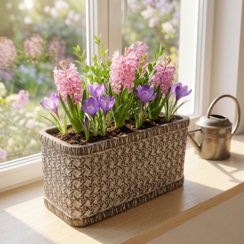 Istutuskone Keraaminen kulho ruskea, valkoinen 23×11×11cm | Floristik24.fi