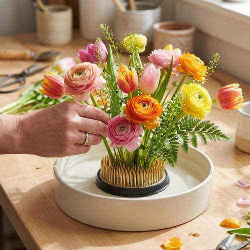 Plug-in siili Kenzan pyöreä kukka siili hopea messinki Ø60mm | Floristik24.fi