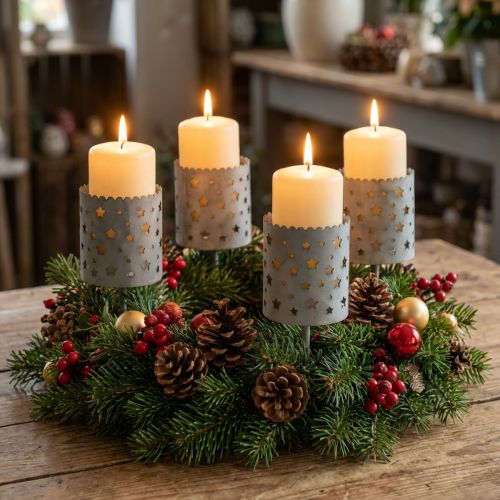 Kynttilänjalka Adventtiseppeleen kiinnittämiseen Ø6,5cm K14cm 4 kpl | Floristik24.fi