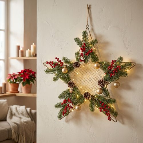 Metal Star Mesh Deco Star Metal Deco Gold Ø57cm | Floristik24.fi