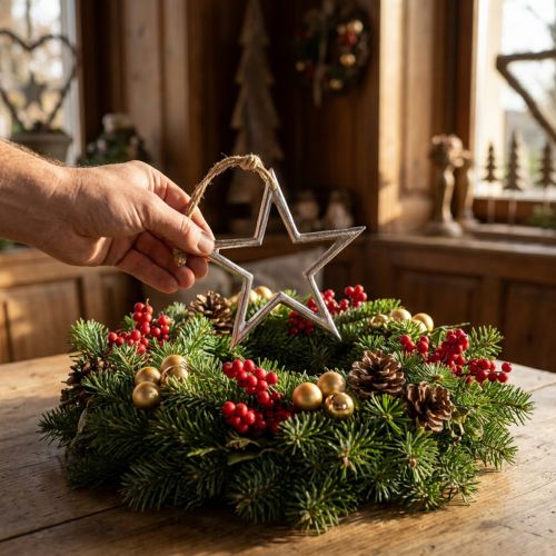 Joulukoristeen tähti, adventtikoristeet, tähtiriipus hopea L15,5cm | Floristik24.fi