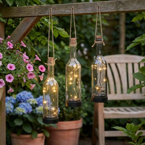 kohteita Aurinkovalot ulkokäyttöön aurinkokenno-LED-pullot Ø7,5 cm K31 cm 3 kpl
