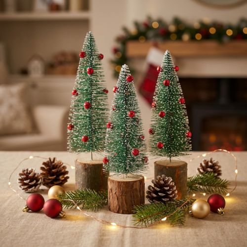 Joulukuusi vihreä luminen Ø6cm K20cm 4kpl | Floristik24.fi