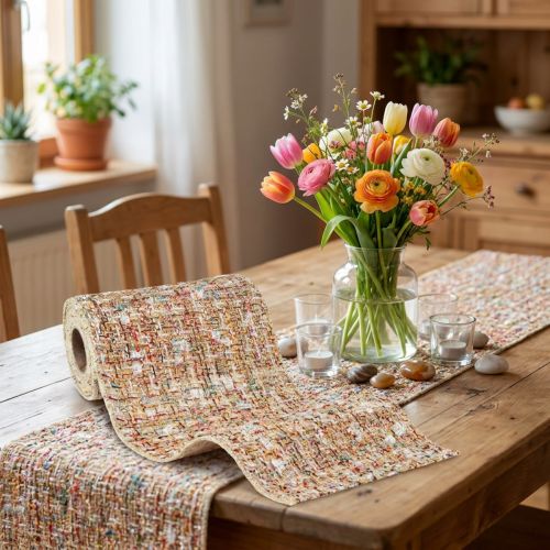 Pöytälista beige värikäs glitter vintage retro L19cm L1,5m | Floristik24.fi