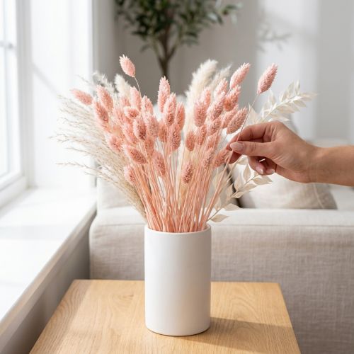 Phalaris pinkki kiiltävä ruoho kuivattu koriste 65cm 60g | Floristik24.fi